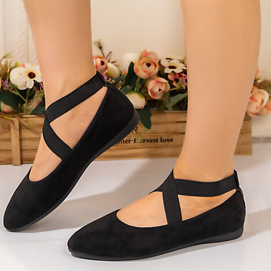 Damen Ballerinas mit elegantem Querriemen und komfortablem Fußbett EB