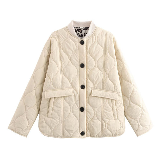 Damen gesteppte Übergangsjacke mit praktischen Taschen und elegantem Stehkragen EB