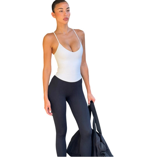 Damen Sportliches Body mit tiefem V-Ausschnitt EB