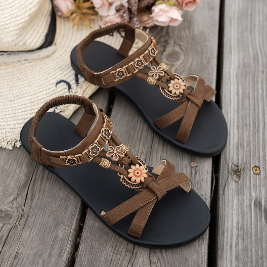 Damen modische Sandalen mit floralen Akzenten EB
