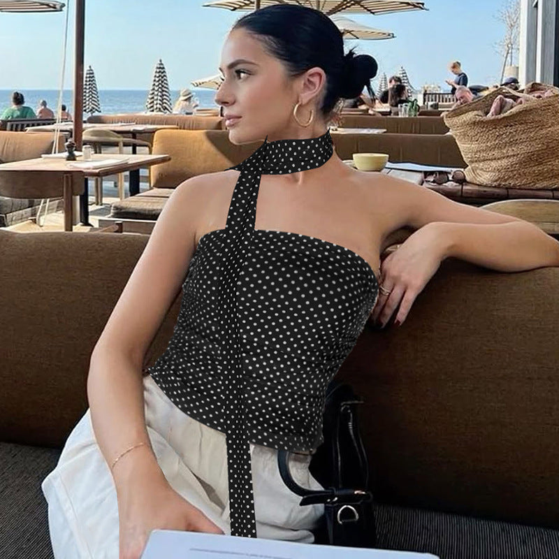 Damen Charmantes Trägertop mit verspieltem Punktedesign EB