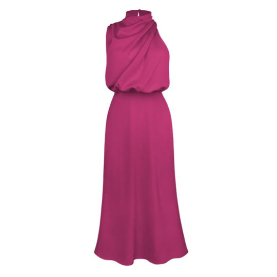 Damen Elegantes Etuikleid mit asymmetrischem Kragen und fließendem Schnitt EB