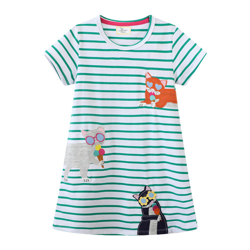 Mädchen T-Shirt Kleid mit süßen Katzenmotiven EB