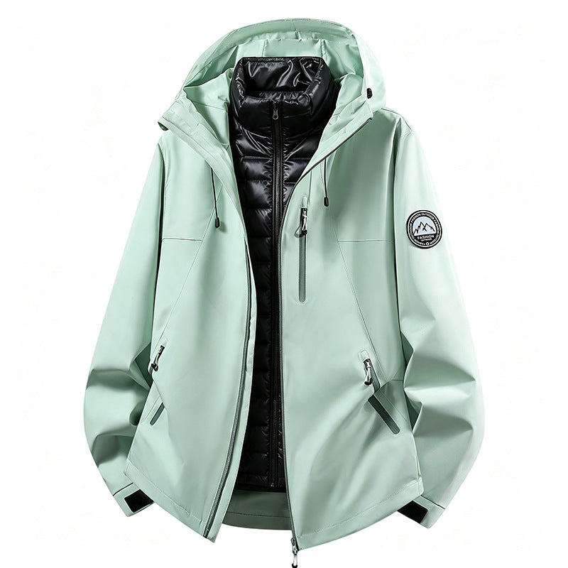 Unisex wetterfeste dreiteilige Softshelljacke mit abnehmbarer Steppinnenjacke und Kapuze EB
