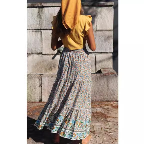Damen Maxi-Rock aus floraler Baumwolle EB