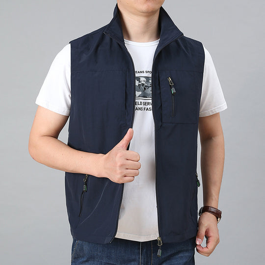 Herren nan technische Zip-Weste mit hochgeschlossenem Kragen wasserabweisendem Nylon und Sicherheitsreißverschlusstaschen EB