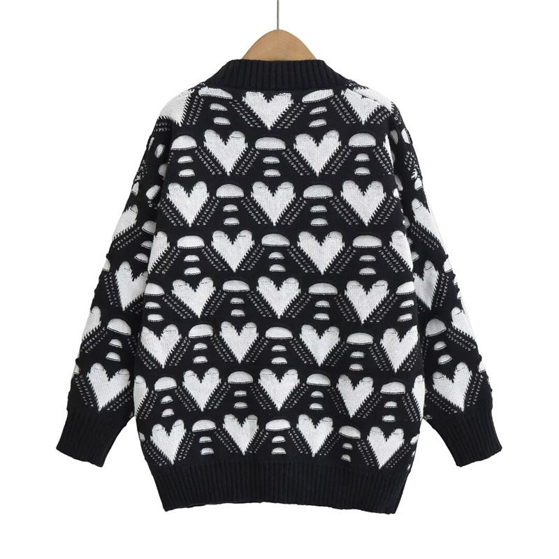 Damen Strickjacke mit Herzenmuster EB