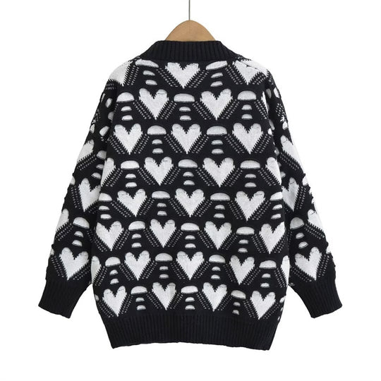 Damen Strickjacke mit Herzenmuster EB