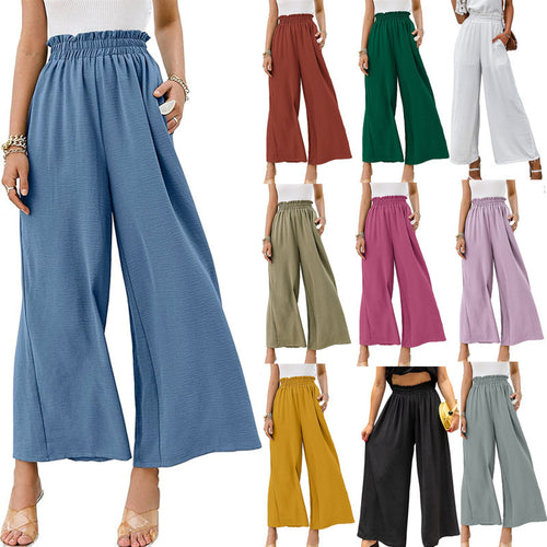 Damen Weite Palazzo-Hose mit elastischem Bund EB
