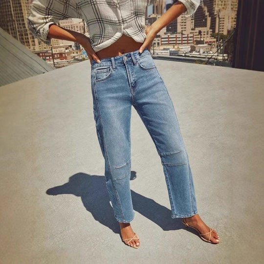 Damen Hochtaillierte Mom-Jeans mit einzigartigem Schnitt EB