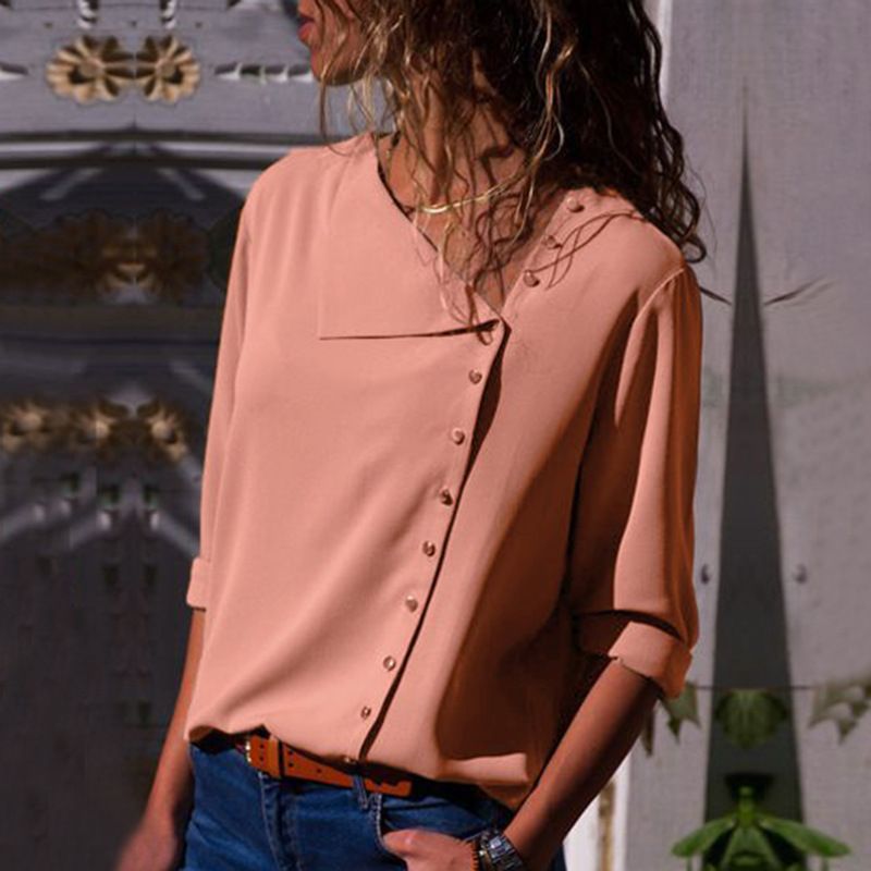 Damen Button-Up Relaxed Fit Bluse EB