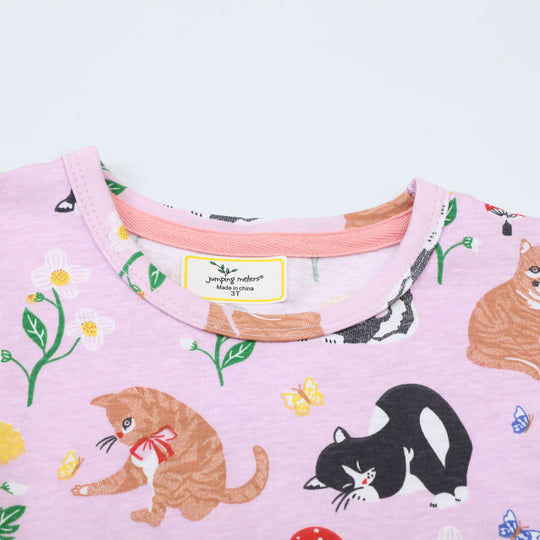 Mädchen T-Shirt Kleid mit kreativem Taschenmotiv EB