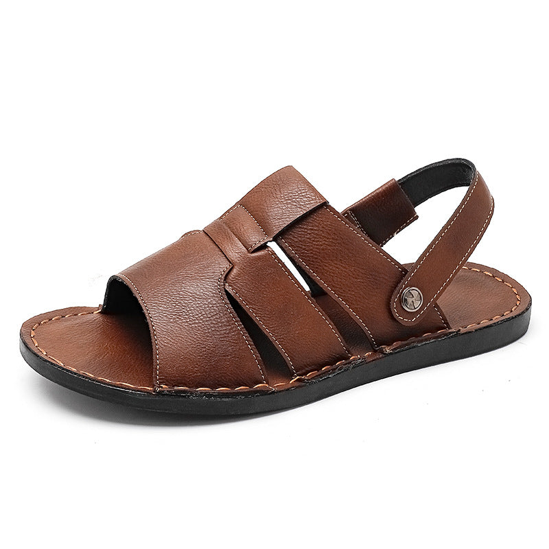Herren Bequeme und elegante Leder-Sandalen mit verstellbarem Riemensystem EB