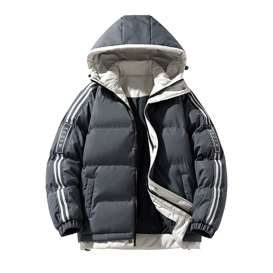 Herren sportive Stepp-Kapuzenjacke mit Zweiwege-Reißverschluss, Kordelzug und reflektierenden Schulterstreifen EB