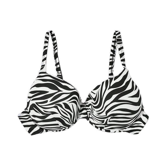 Damen Triangel-Bikini mit raffinierten Rüschen und modischem Zebramuster EB