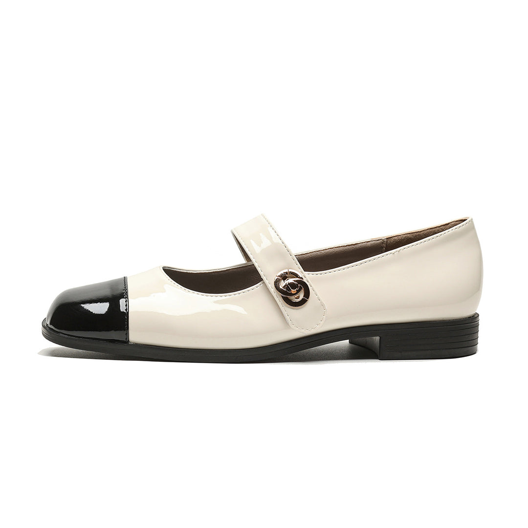 Damen Ballerinas mit eleganter Riemchenverzierung und modischem Kontrastdesign EB