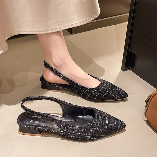 Damen Slingbacks mit dekorativem Textil-Obermaterial EB