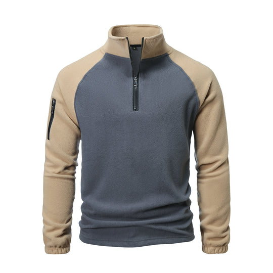 Herren Fleece-Pullover mit halbem Reißverschluss und praktischem Taschen-Design EB