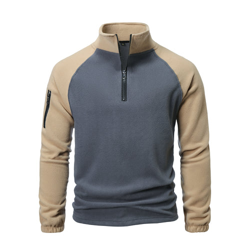 Herren Fleece-Pullover mit halbem Reißverschluss und praktischem Taschen-Design EB