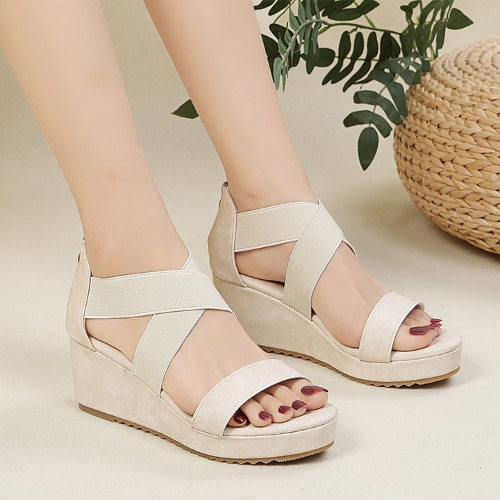 Damen Wedge-Sandalen mit elegantem Kreuzband-Design und komfortablem Fußbett EB