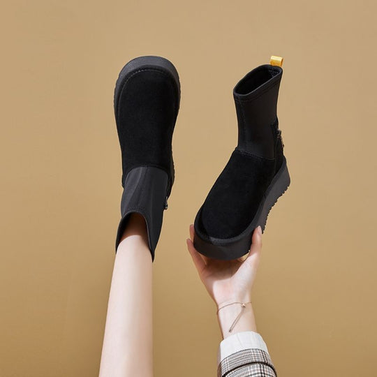 Damen Modische Stiefel mit elastischem Obermaterial und rutschfester Sohle EB
