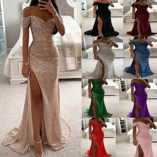 Damen Abendkleid mit schimmernden Pailletten EB