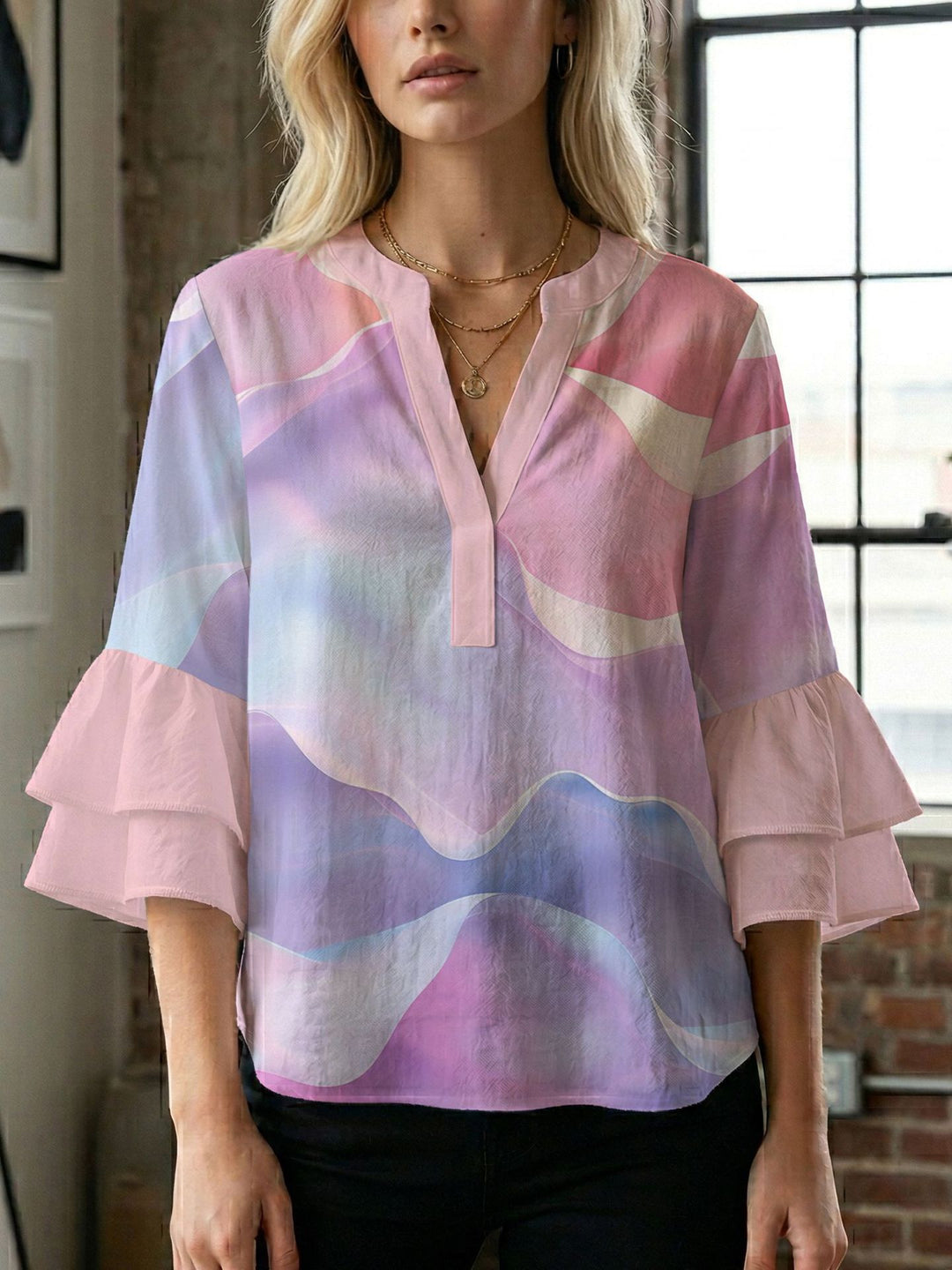 Damen Bluse mit wunderschönen floralem Design EB
