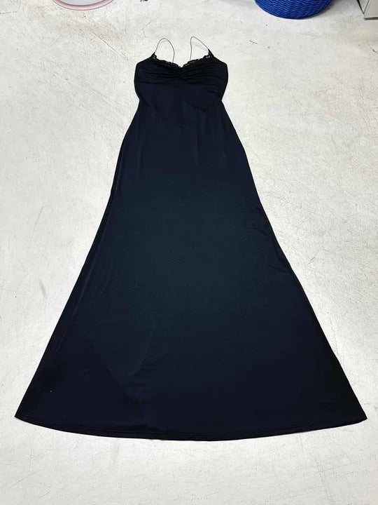 Damen Maxi-Kleid mit verstellbaren Spaghetti-Trägern und elegantem Rückenausschnitt EB