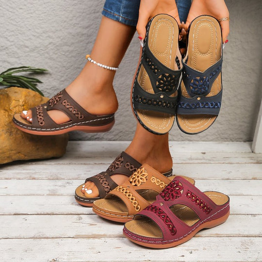 Damen Clogs mit modischem Blütenapplikationsdesign und ergonomischem Fußbett EB