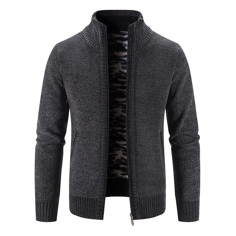 Herren Strickjacke mit hohem Kragen und praktischen Reißverschlusstaschen EB