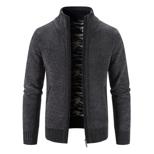 Herren Strickjacke mit hohem Kragen und praktischen Reißverschlusstaschen EB