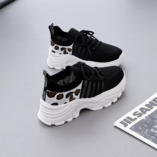 Damen Sportliche Sneakers mit modernem Leopardenmuster und dämpfendem Fußbett EB