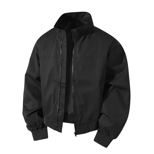 Herren kurz geschnittener Blouson mit Stehkragen und geripptem Saum EB