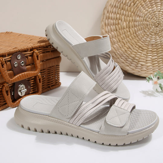 Damen komfortable Riemchensandalen mit elastischem Fußbett EB