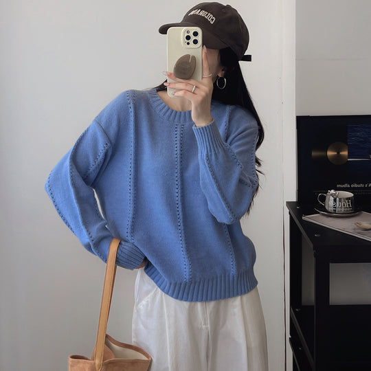 Damen Gemusterter Strickpullover mit bequemen Oversized-Schnitten EB