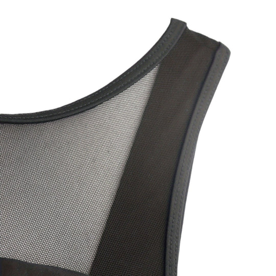 Damen Hochgeschlossener Badeanzug mit transparenten Mesh-Details EB