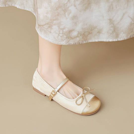 Damen Ballerinas mit dekorativem Riemchen und eleganter Schleifenapplikation EB
