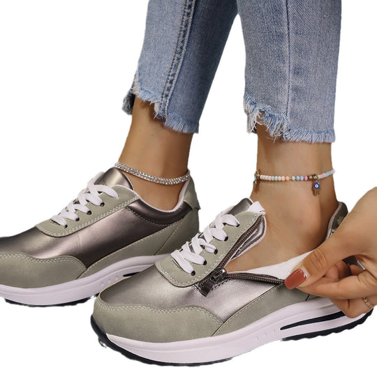 Damen Sportliche Sneakers mit praktischen Reißverschluss und atmungsaktiver Sohle EB
