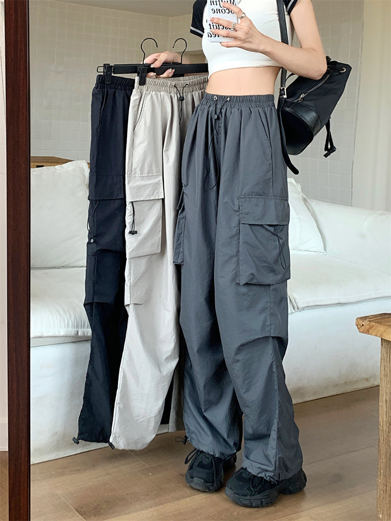 Damen nan weite Cargo-Hose mit Tunnelzugbund, verstellbaren Beinabschlüssen und großen Klappentaschen EB