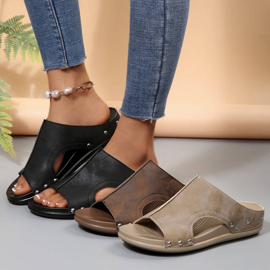 Damen Komfortable Woven-Sandalen mit modischem Perlen- und Stein-Detail EB