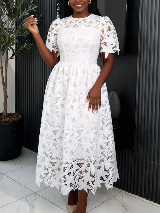 Damen Spitzen-Maxikleid mit floralem Design EB