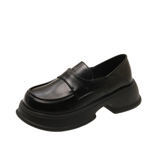 Damen modische Loafers mit dickem Plateau-Heel und elegantem Lederfinish EB