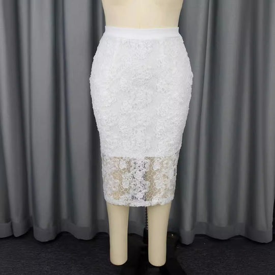 Damen Eleganter Spitzenrock mit floralen Details EB