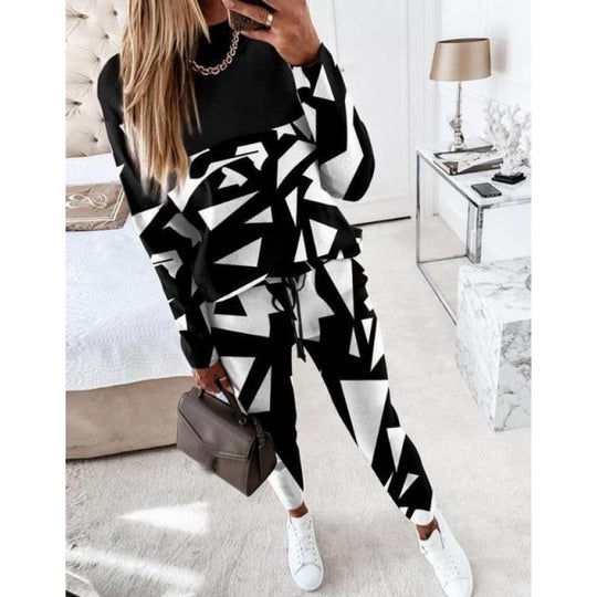 Damen trendy Sweatanzug mit grafischem Muster EB