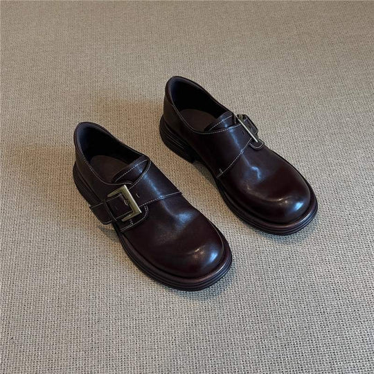 Damen weiche Lederschuhe mit modischer Schnallenverzierung EB