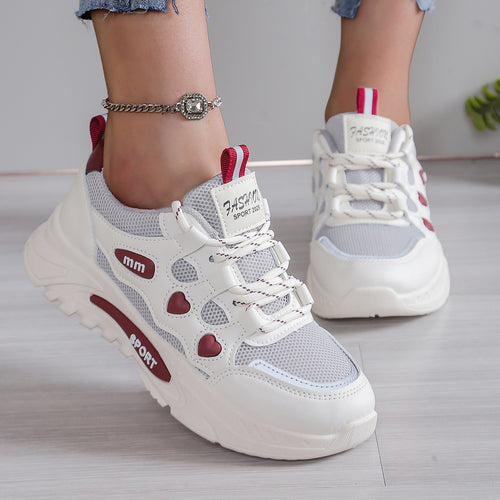 Damen Freizeit-Sneaker mit atemberaubendem Herz-Design und atmungsaktivem Obermaterial EB