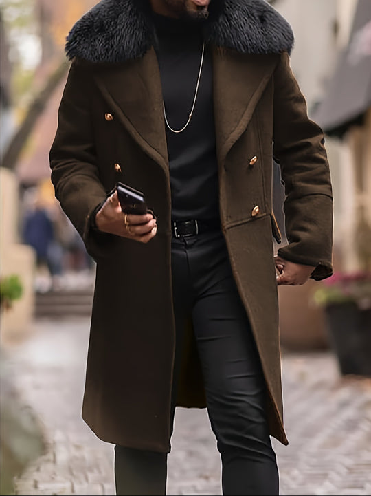 Herren elegante Wolljacke mit kunstfellkragen EB