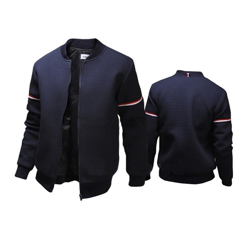 Herren sportliche Zip-Jacke mit strukturierter Oberfläche und Kontraststreifen EB