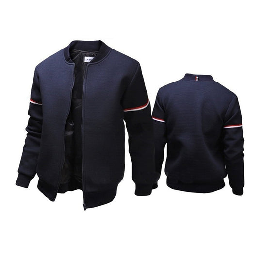 Herren sportliche Zip-Jacke mit strukturierter Oberfläche und Kontraststreifen EB