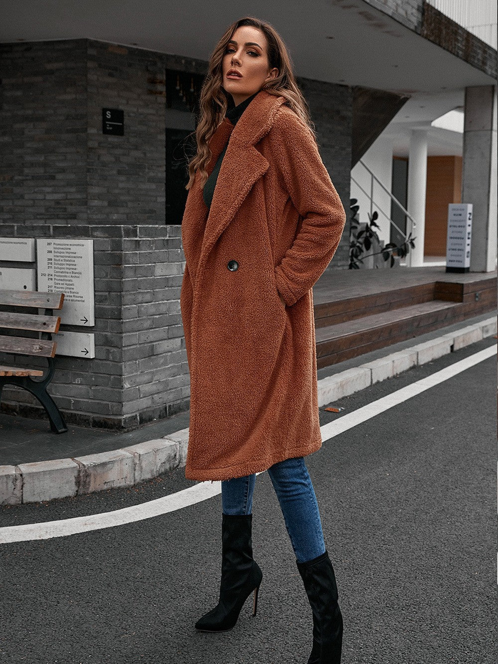 Damen Teddy-Mantel in Oversize-Style EB